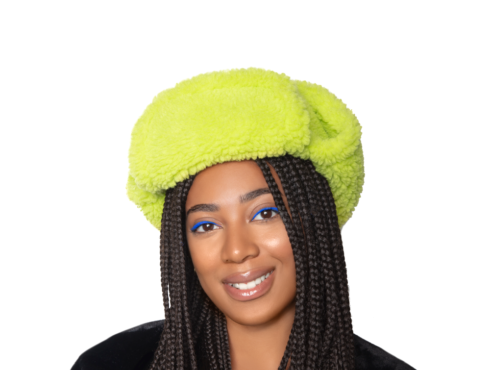Faux Fur Shearling Hat - Citron - House of Fluff