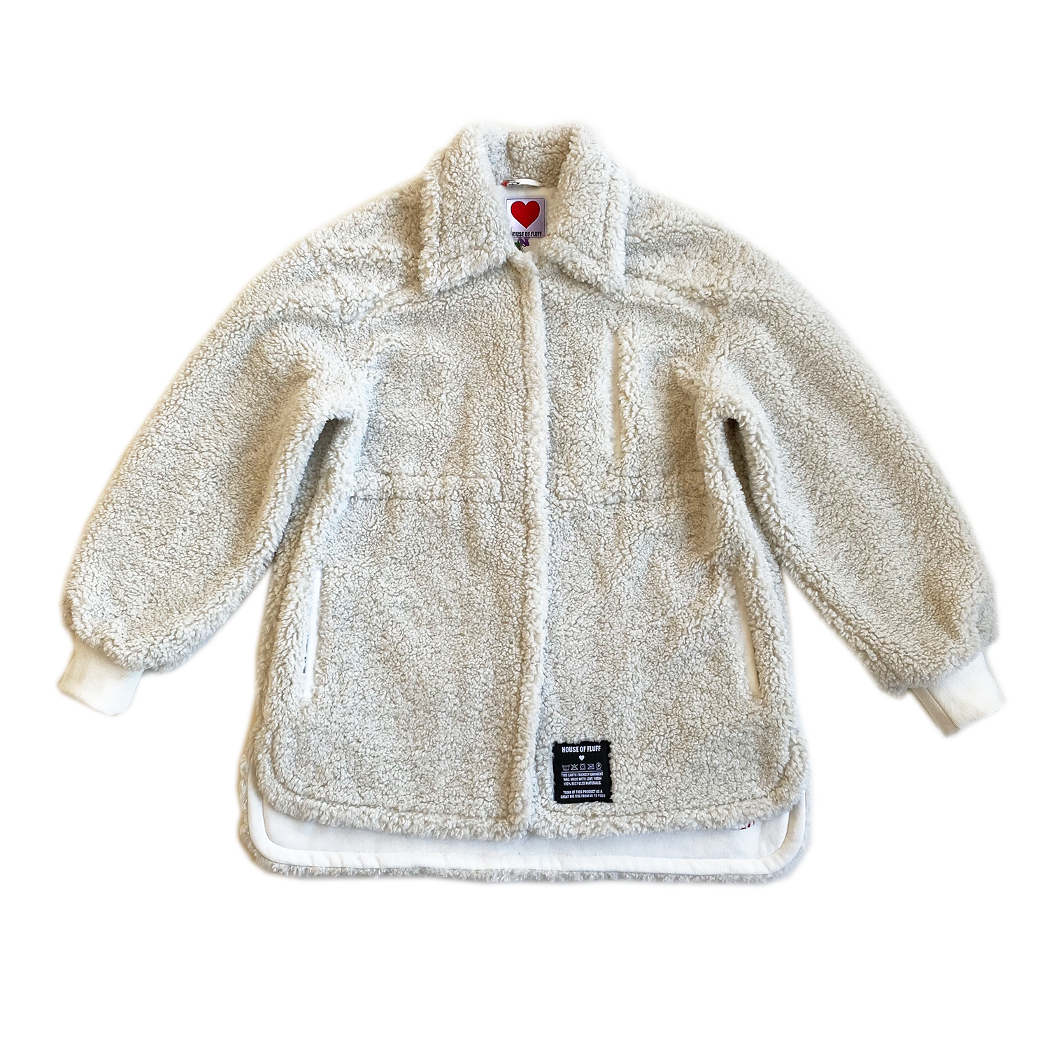 100% Recycled Shearling Shacket - Ivory - House of Fluff